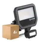 Mehrfachpackung 4x Ledvance LED-Scheinwerfer Aluminium Schwarz 17W 2400lm 100D - 840 Kaltweiß | IP65 - Bewegungs- und Lichtsensor - Symmetrisch